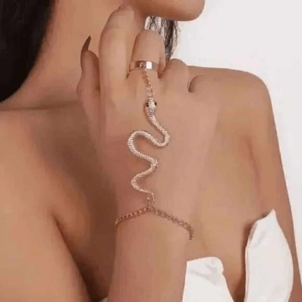 Gold Gothic Exaggerated Snake Link Bracelet